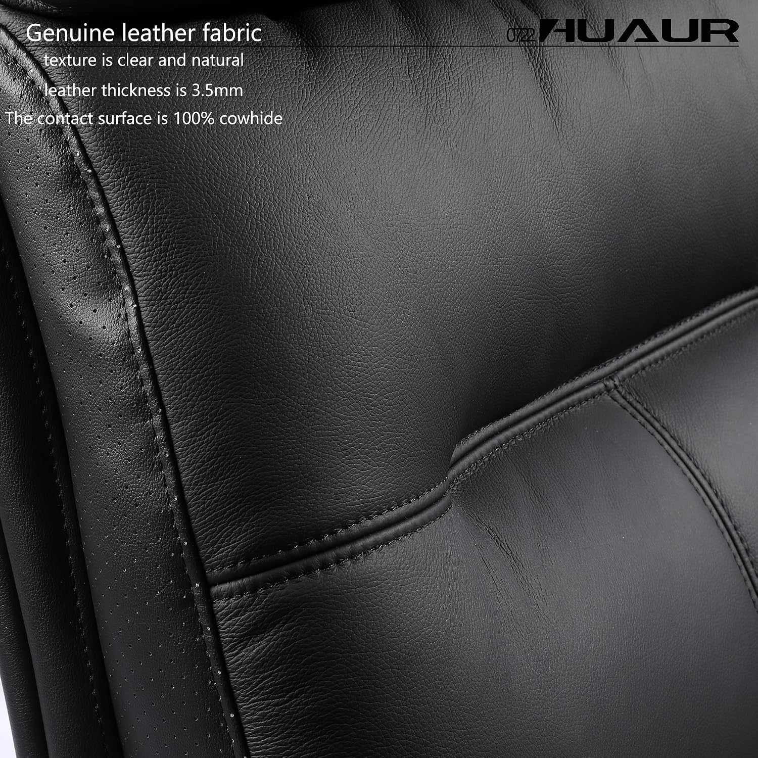 Genuine Leather Modern Executive Chair High-Back Support 90 to 150 Degrees Tilt and Upholstered Home Desk Chair with Base 360LB Capacity Swivel Computer Office Chair (Black)