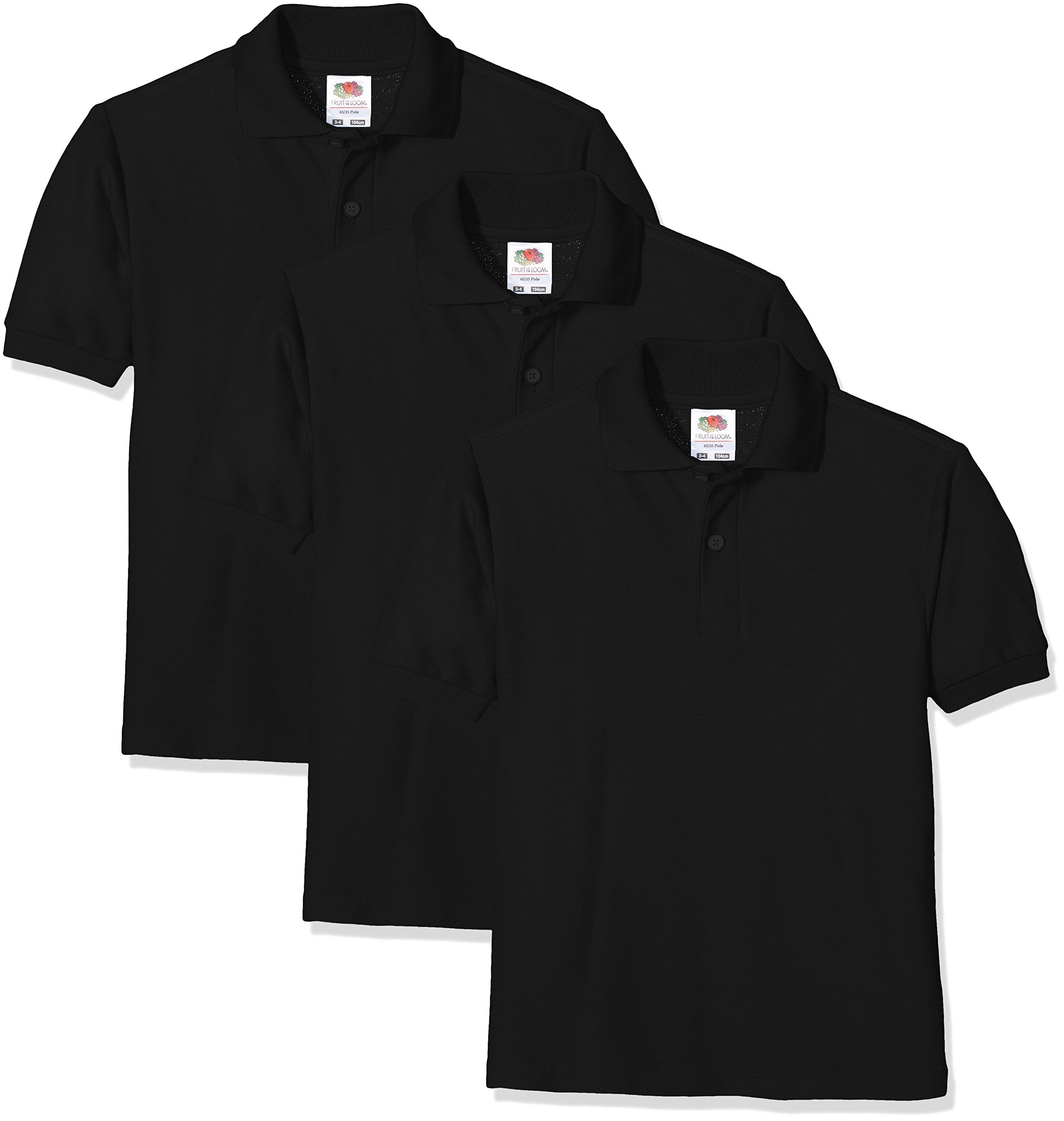 Fruit of the LoomUnisex Baby Short Sleeve Polo Shirt, Black, 14-15 Years UKOEKO-TEX STANDARD 100