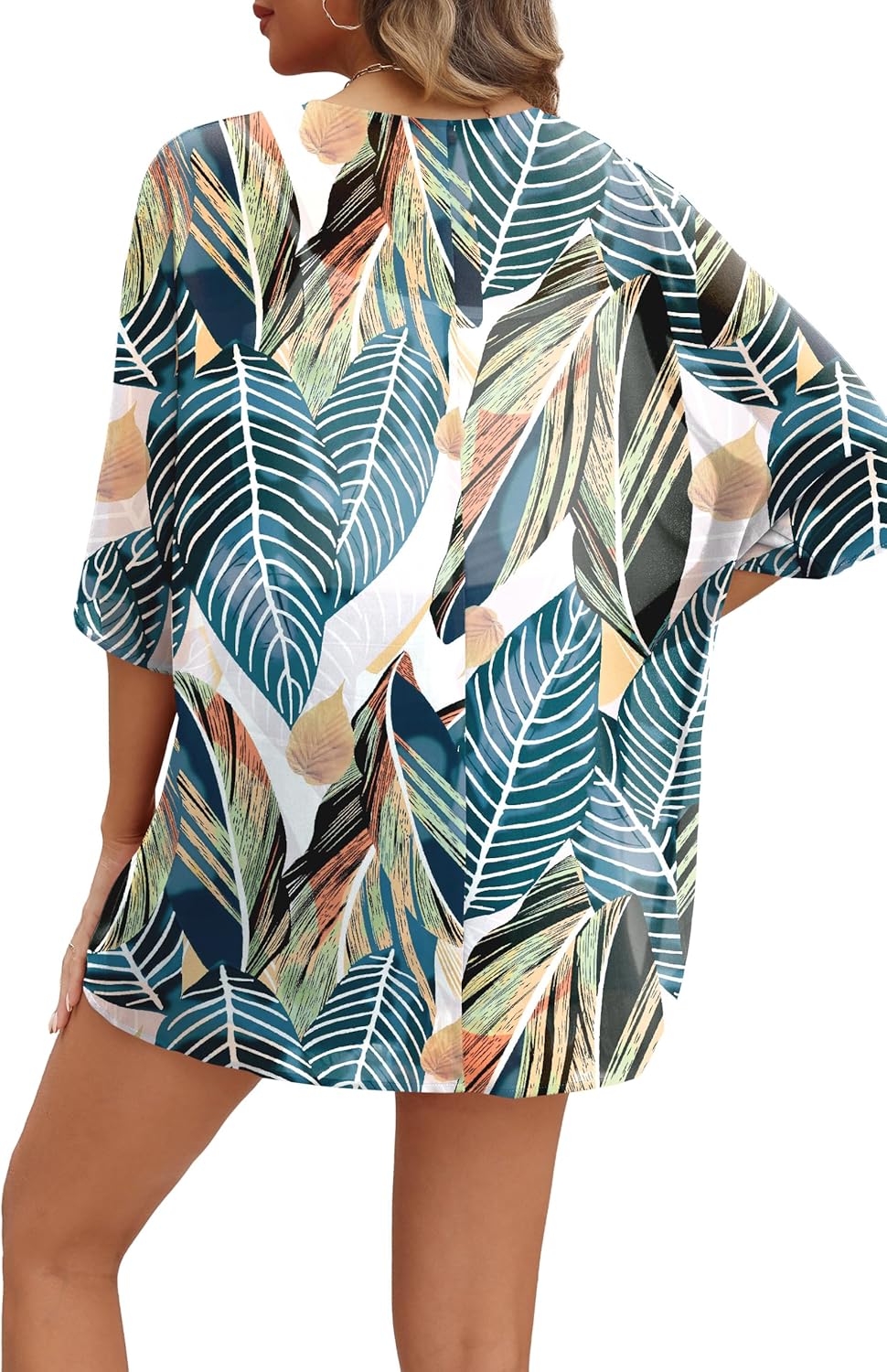 OFEEFAN Beach Cover Ups for Women 3/4 Length Sleeve Womens Tops Summer Cardigan Casual Blouses Loose Fit - Image 4