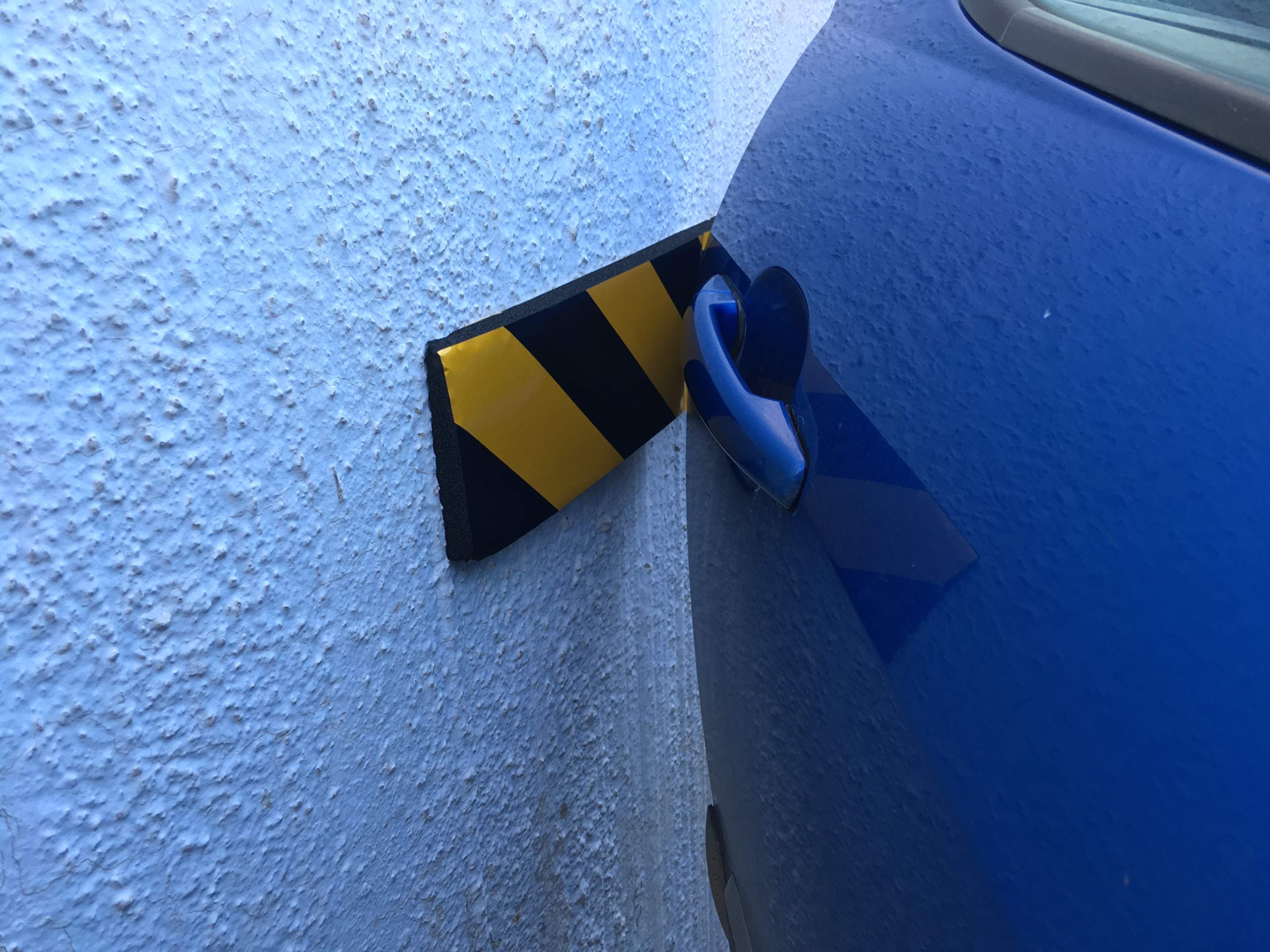 Paracolpi Adesivi da Parete, in Gomma Schiumata, per Parcheggi, Garage e Magazzini, 44x10x1,5 cm, 4 pezzi (Nero Giallo)