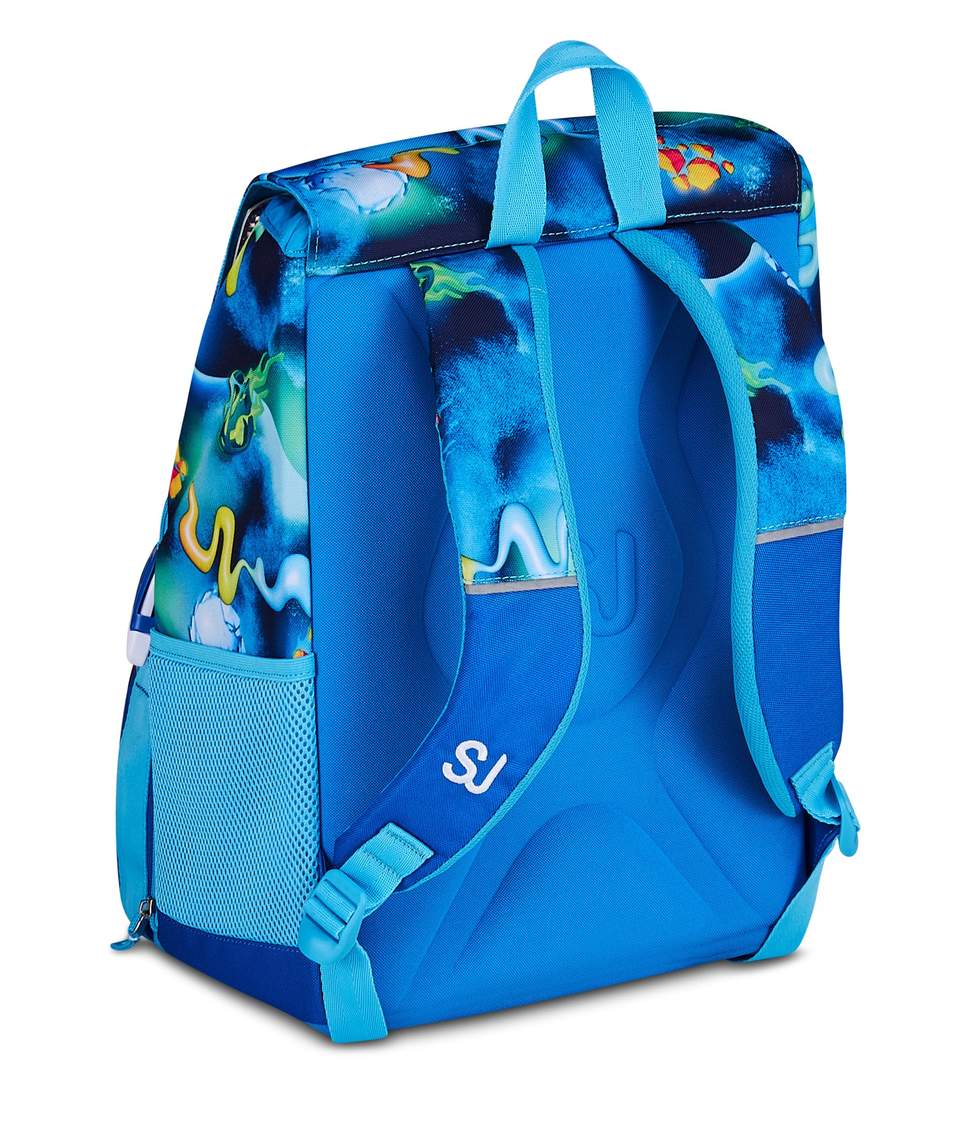 SJ GANG STYLE JAM GANG Zaino Scuola Estensibile SPACE RIDE, Blu, 24L, Zip Laterali, Ali missile a scomparsa, Applicazione astronauta 3D, Tasca frontale, Tasca portaborraccia, Scuola elementare,Bambino