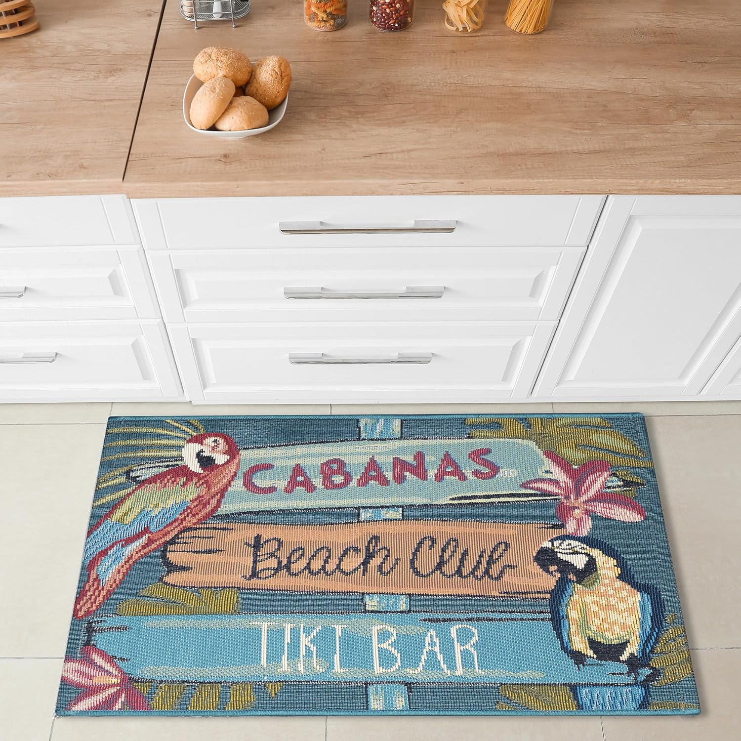 Liora Manne ESENCIA Indoor/Outdoor Power Loomed Latex Back Non Slip Mat - Transitional Whimsical Beach Colorful (Summer Signs Multi) (2' x 2'10")