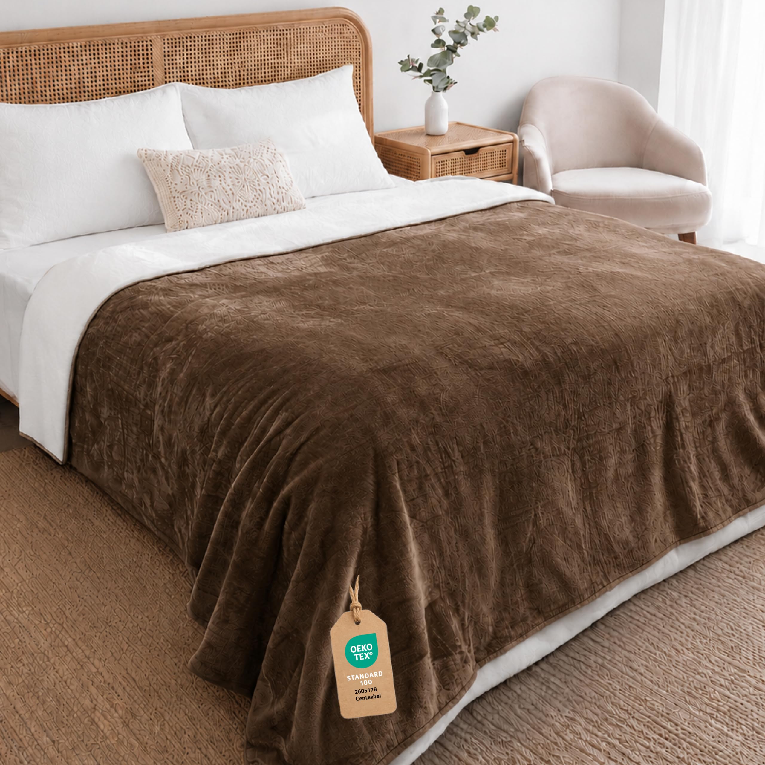 Twinzen Coperta Impermeable Cani 152x203 cm - Copridivano Pile Sherpa | Marrone · Reversibile · Lavabile · Per Divano e Letto · Proteggi Mobili · Cane & Gatto