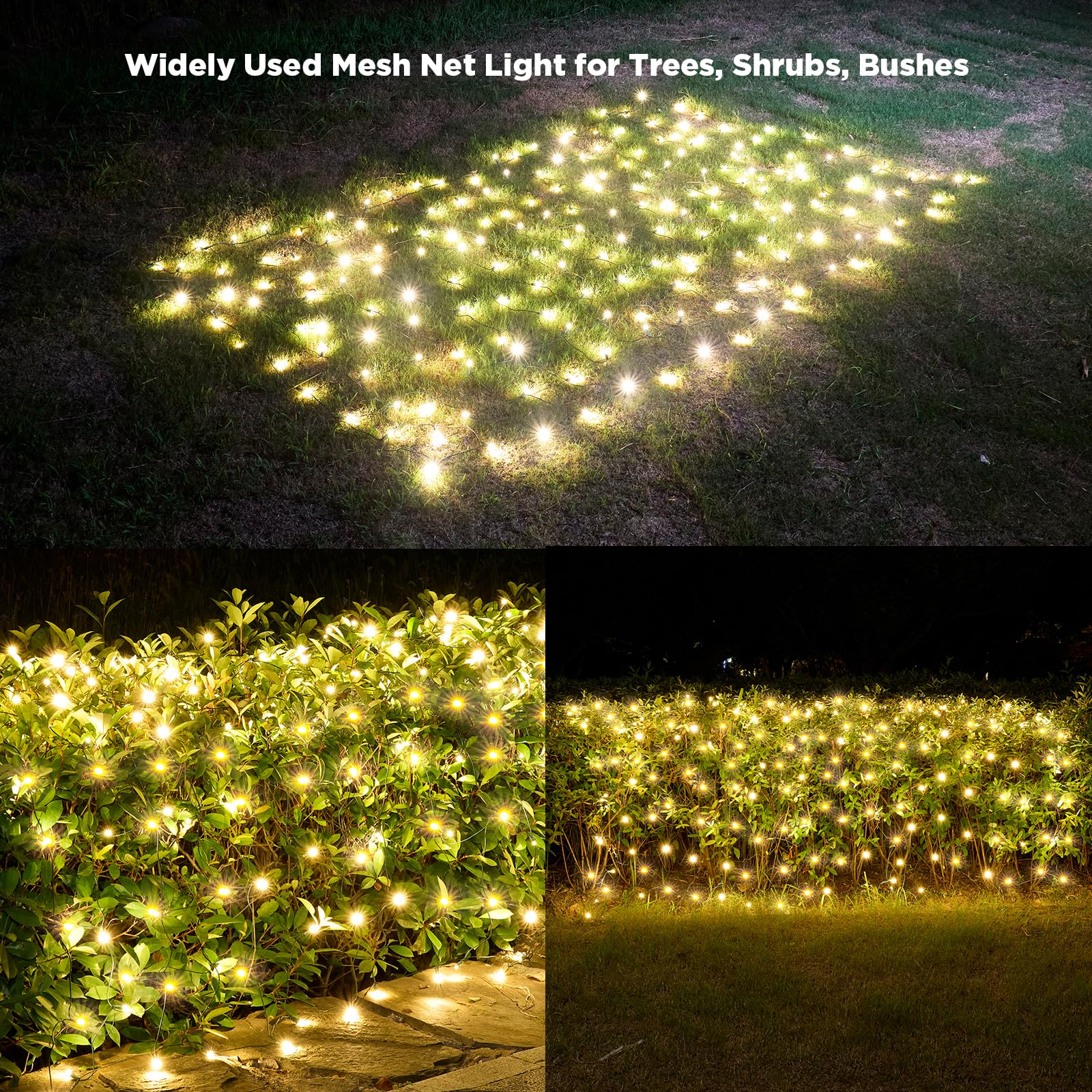 KiflyTooin Red de luces LED de Navidad para exteriores, iluminación de red de Navidad con 200 luces LED de 9 x 6 pies, luz de red de malla para interiores y exteriores, para árboles de Navidad