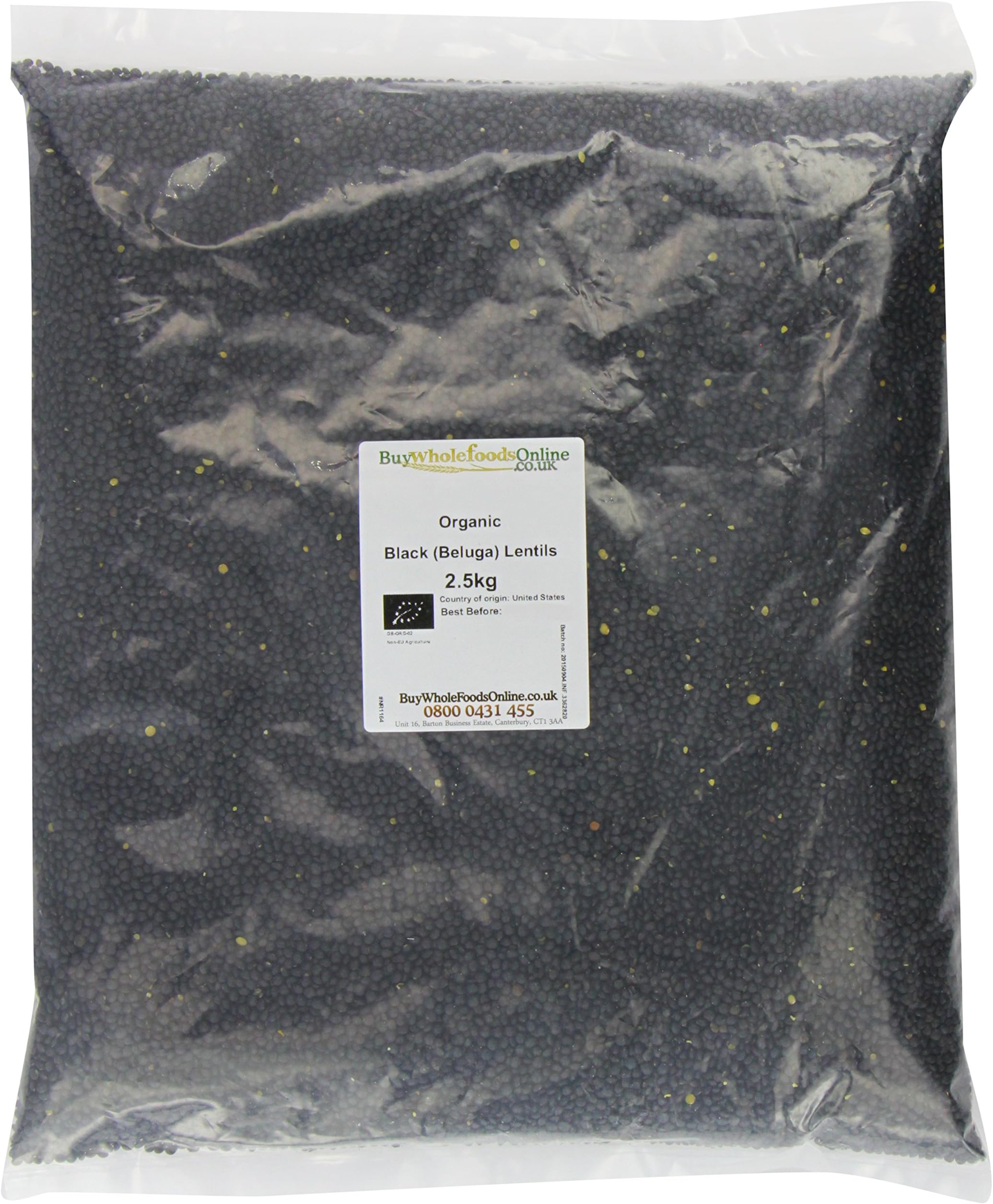 Buy Whole Foods Online Organic Black Beluga Lentils 2.5 kg