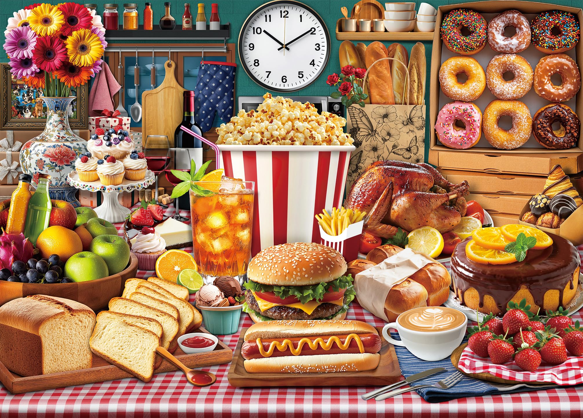 HUADADA Jigsaw Puzzles for Adults 1000 Food Feast 1000 Piece Jigsaw Puzzles for Adults The Whole for Women, Gifts for Men-Jigsaws 1000 Pieces