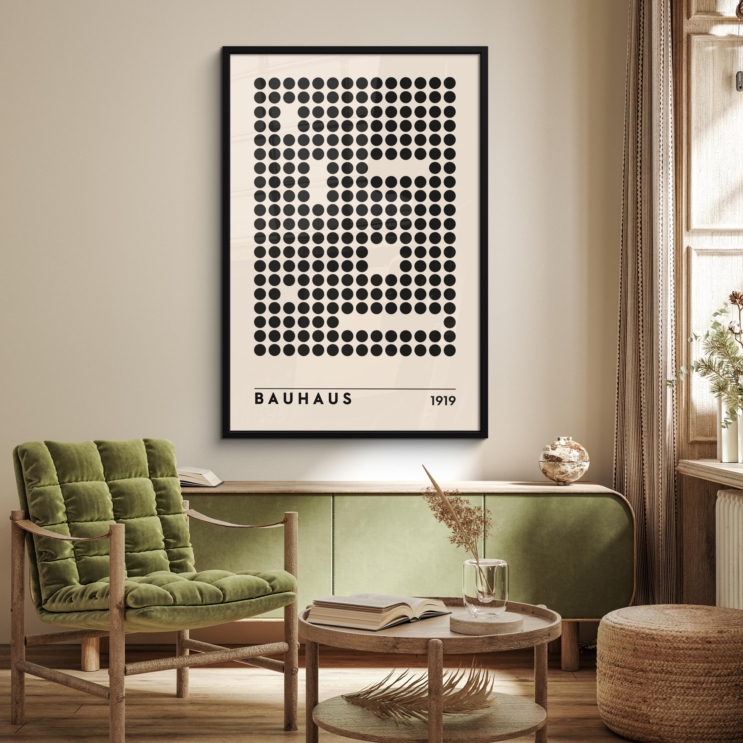 MuchoWow© Wandbilder mit Rahmen 80x120 cm Wanddeko Bilder Wohnzimmer Moderne Zimmerdeko Geschenk Bilderrahmen Bauhaus - Retro - Modern - Kunst - Abstrakte Kunst