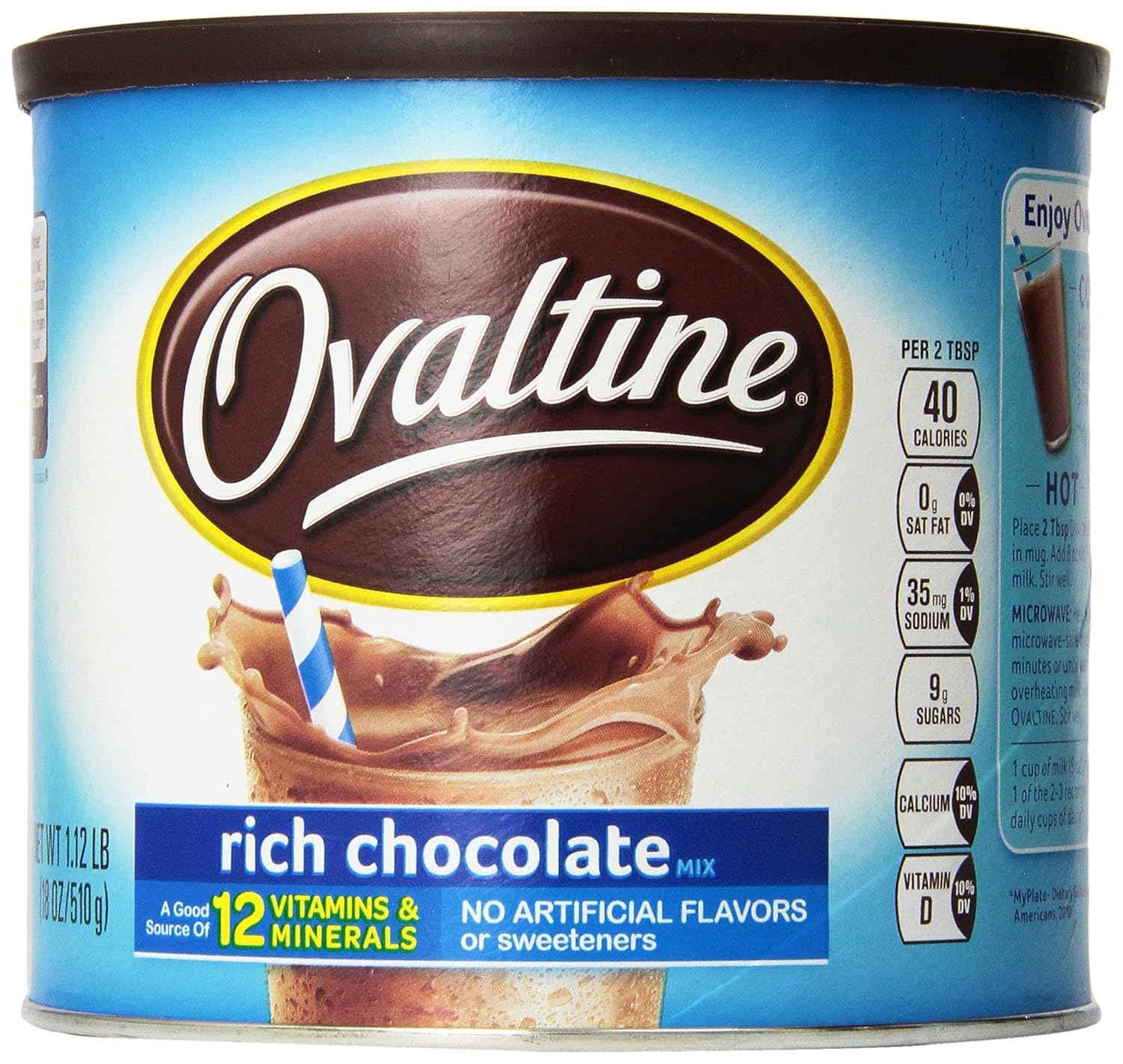Ovaltine Rich Chocolate Mix, 18-Ounce Canister (Pack of 3)