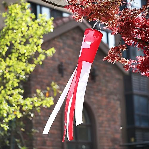 Miniatura 4 de Paquete de 2 calcetines de viento con bandera suiza para patio y jardín, para colgar en el porche delantero, impermeables, adecuados para todas las