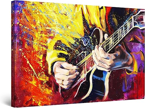 Miniatura 33 de Startonight Lienzo decorativo para pared, pintura musical de orquesta de jazz naranja, impresión grande para sala de estar, 32 x 48 pulgadas Top de