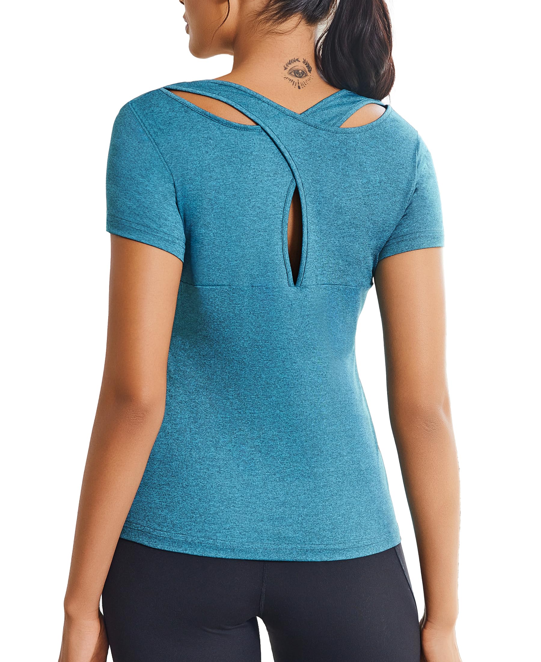 Damskie topy na siłownię Odzież sportowa z krótkim rękawem Trening Casual Bieganie T-shirt sportowy Damski top sportowy do jogi S-XXL