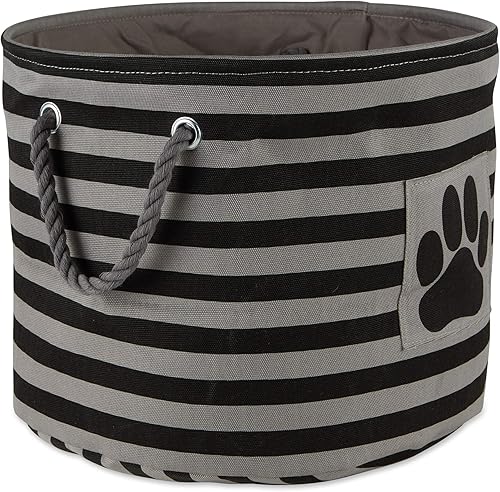 Miniatura 2 de Bone Dry - Colección de almacenamiento para mascotas, canasta a rayas con parche de huella de pata