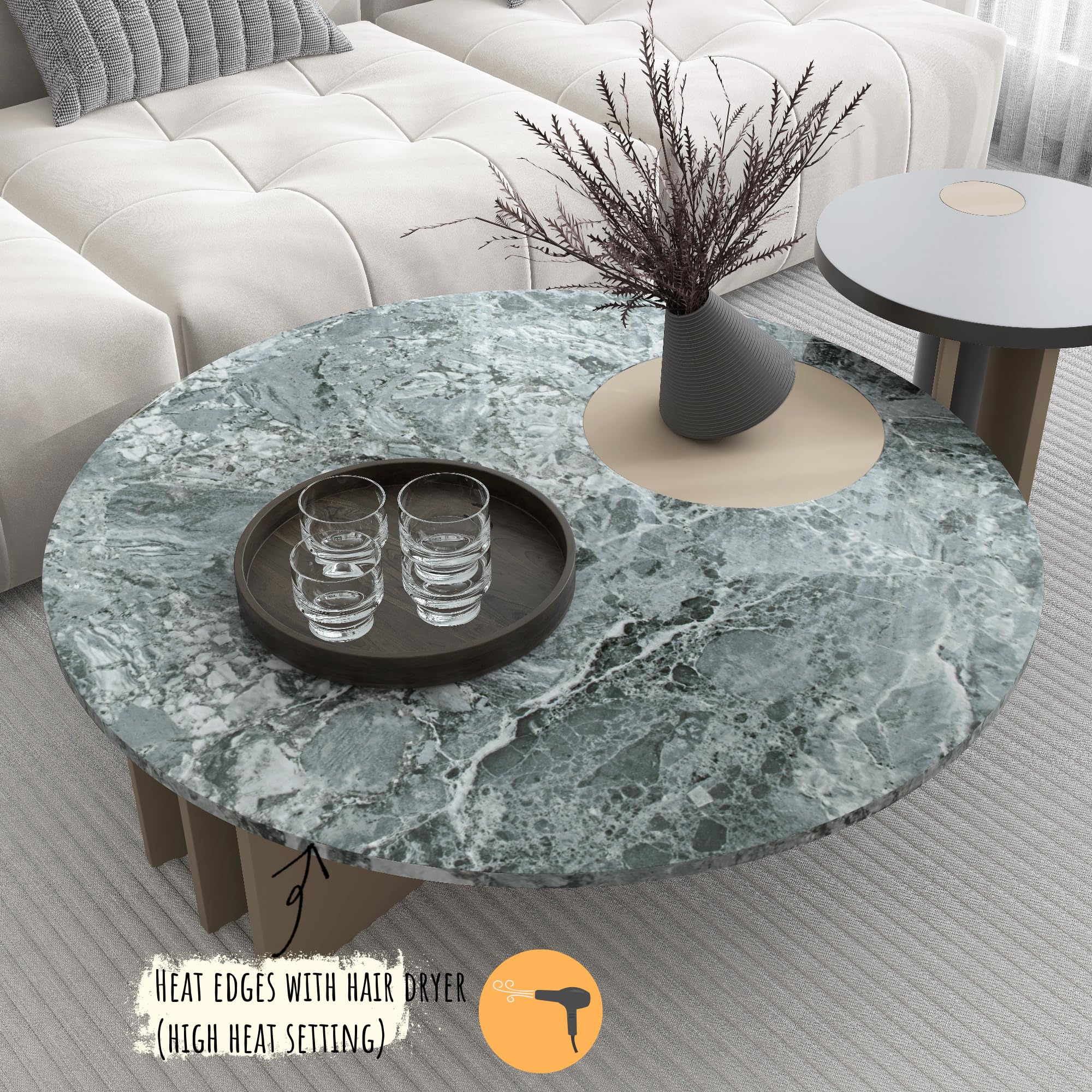 Tapeta marmurowa, Samoprzylepna marmurowa rolka winylowa wielokolorowa, wiele rozmiarów(Grey-marble,70Wx300L-cm)