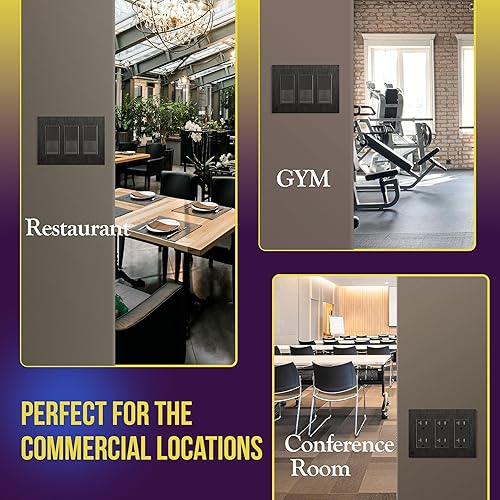 Miniatura 27 de ENERLITES SI8834-BK - Placa de pared decorativa sin tornillos, cubierta de enchufe segura, 4 entradas, 4.68 x 8.30 pulgadas (alto x largo), Negro