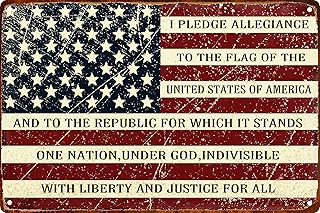 Retro Metal Sign Vintage Tin Sign I Pledge Allegiance to The Flag of The United States of America Sign for Plaque Poster Cafe Bar Wall Art Sign Gift 8 X 12 in