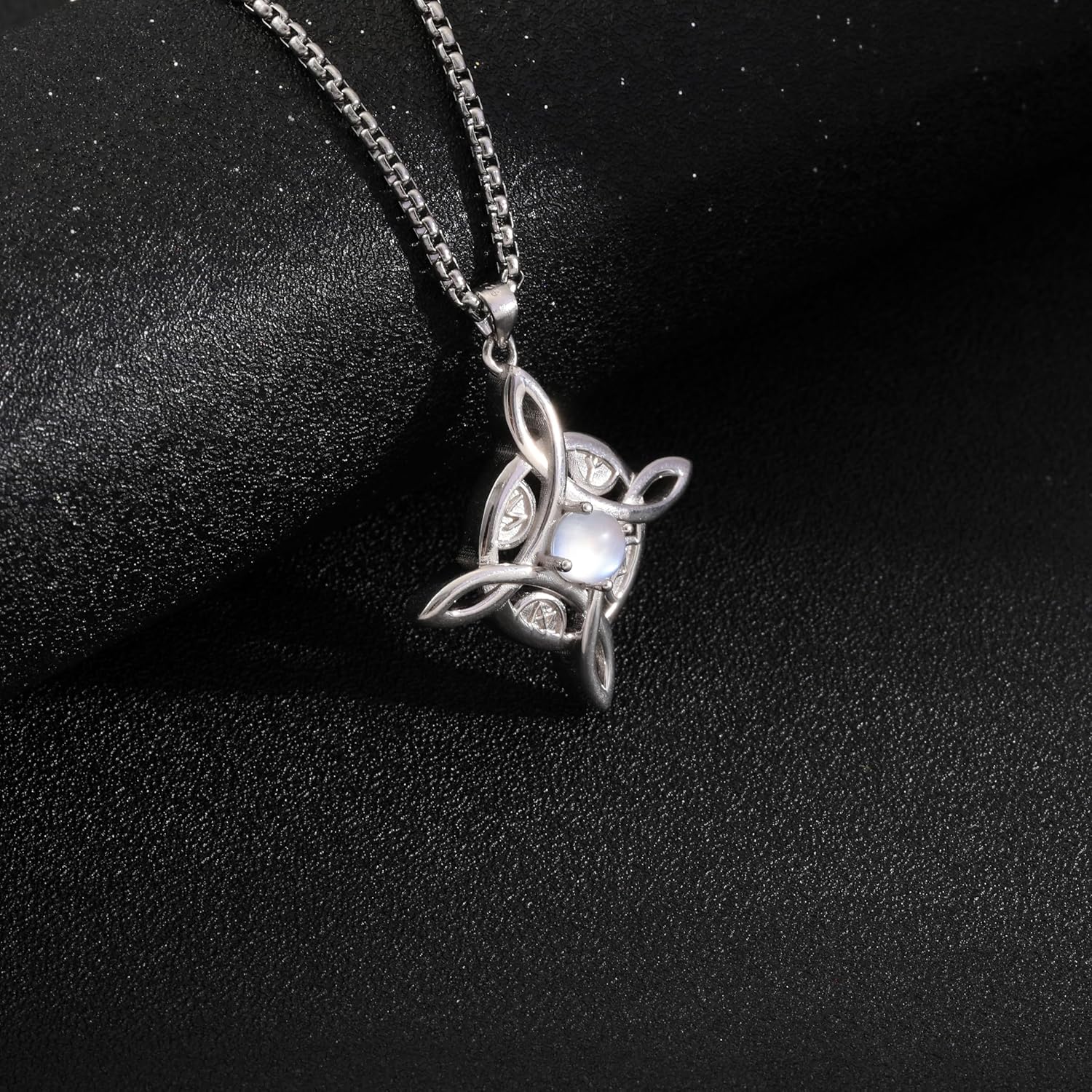 Natural Crystal Witches Knot Necklace for Women,Viking Runes Formula Pendant Necklace Wiccan Witch Pagan Jewelry Gift - Image 5