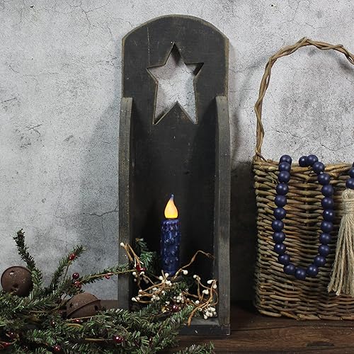 Miniatura 3 de CVHOMEDECO. Velas de cera real sumergidas a mano con temporizador, luces LED rústicas sin llama, 4-34 pulgadas, azul marino, 3 unidades en un paquete