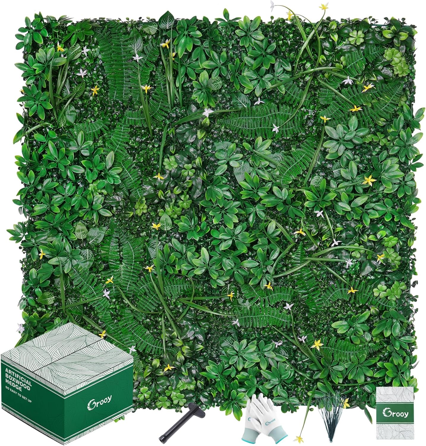 Artificial Boxwood Panels, Grass Wall Panels 20"x20"(12pcs), Privacy Hedge Fence Screen with UV Protection, Fake Greenery Backdrop for Indoor Wedding and Outdoor Garden Backyard