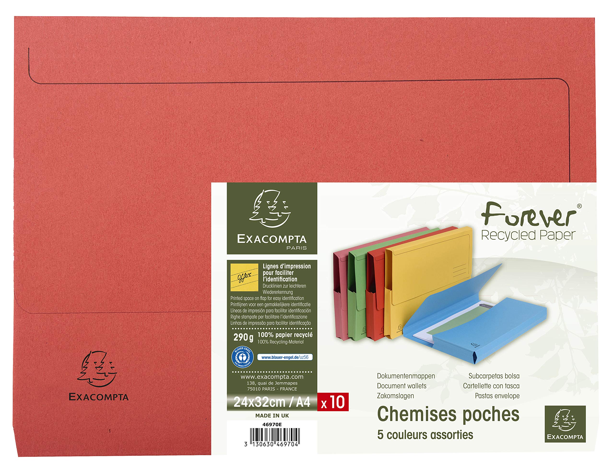 Exacompta A4 Document Wallet - 10 Pack - Blue