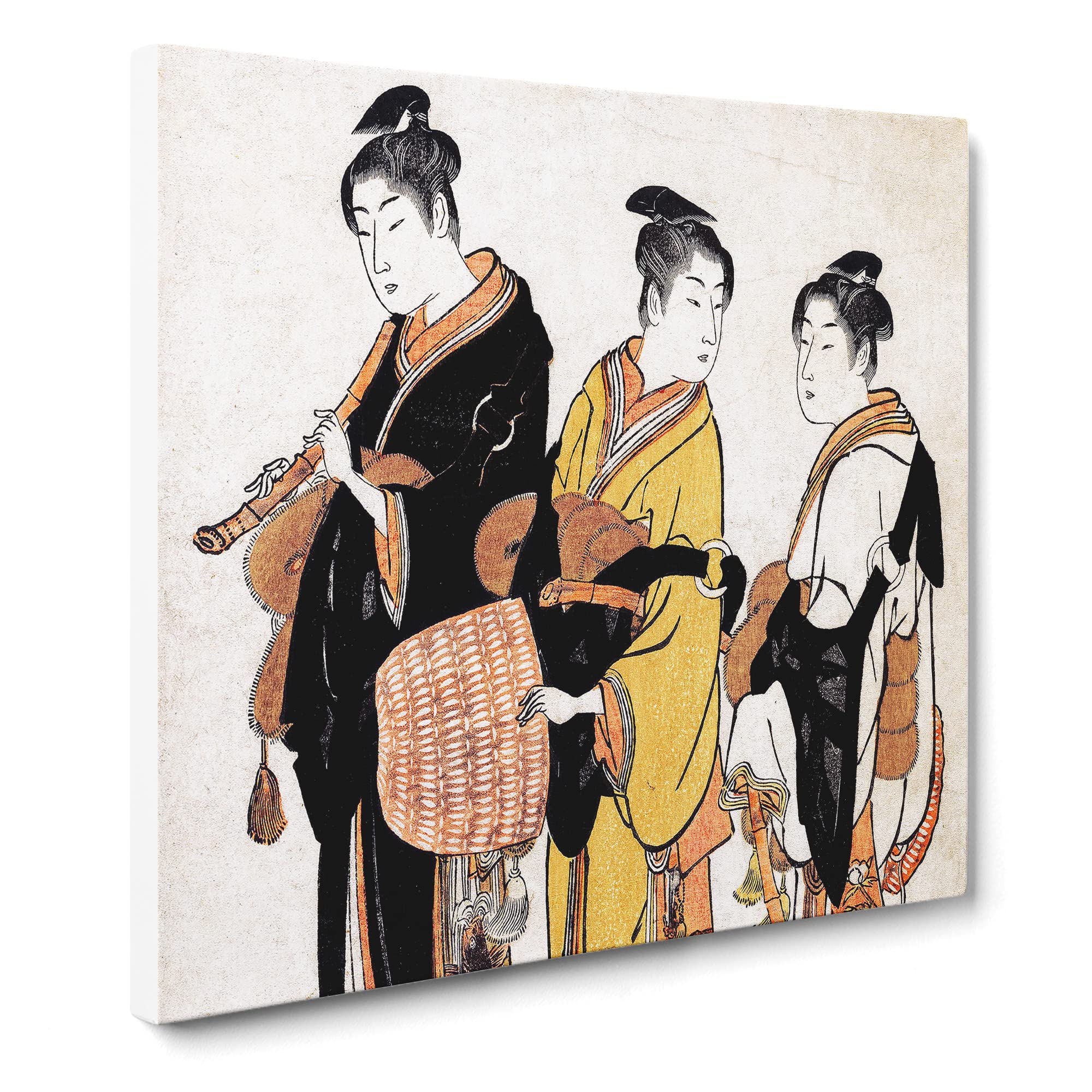 MaSQ WHTuerading as Komuso by Torii Kiyonaga Canvas Print, Mixed, 35L x 35W cm
