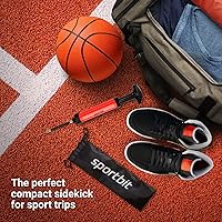 Vista 6 de SPORTBIT Ball Pump for Sports Balls - Push & Pull Inflating System - Hand Pump for All Exercise Balls - Volleyball Pump, Basketball Inflator