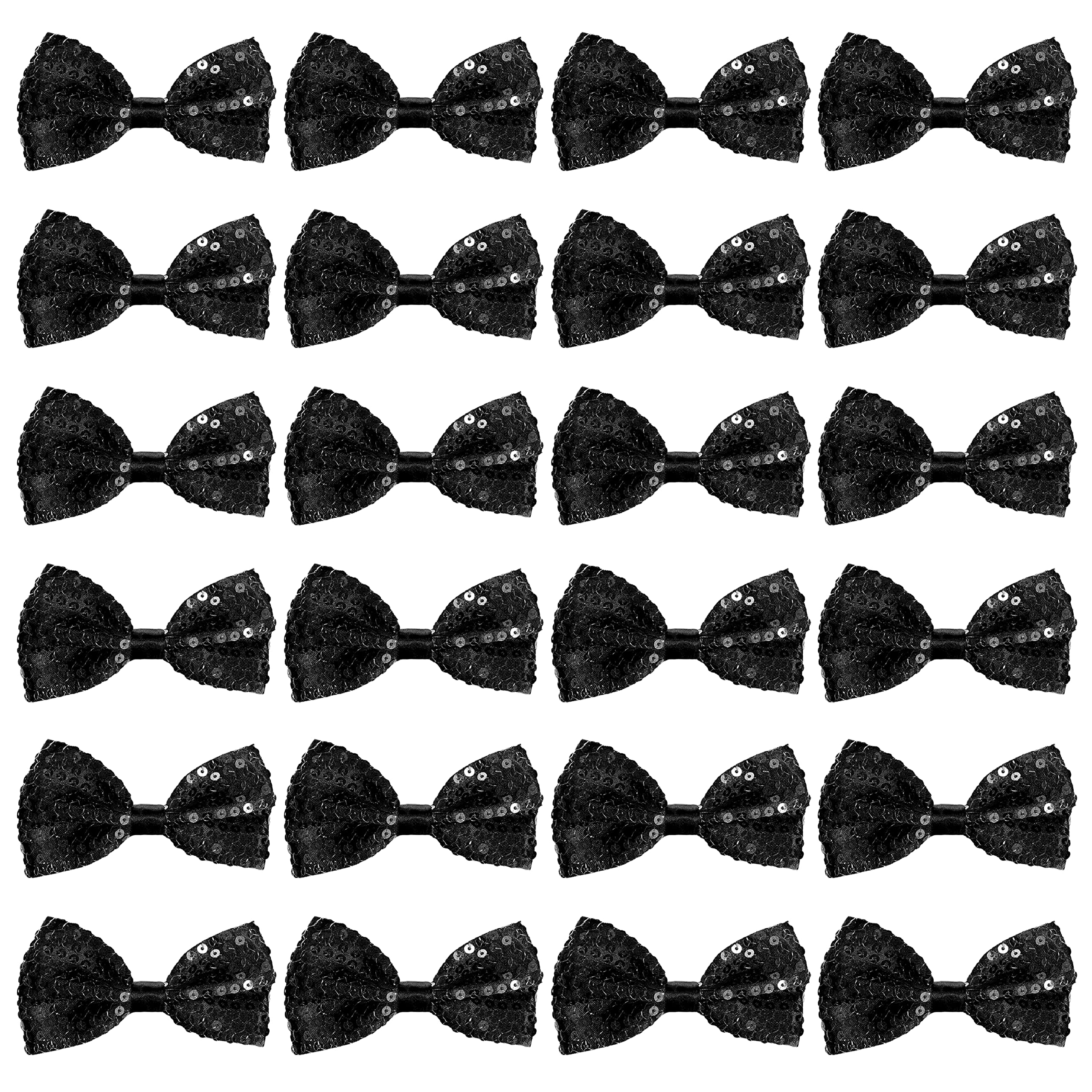 Adults Black Bow Tie - Adjustable Black Sequin Bow Tie - Perfect for Dance Shows Clown Stage Costume Fancy Dress Accessory - Pack Of 6 — image 1