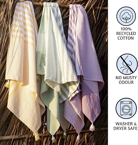 Miniatura 5 de Folkulture Toalla de playa turca, toalla de playa turca, toallas de playa a rayas de 40 x 72 pulgadas de gran tamaño con bolsa de mano, toallas de