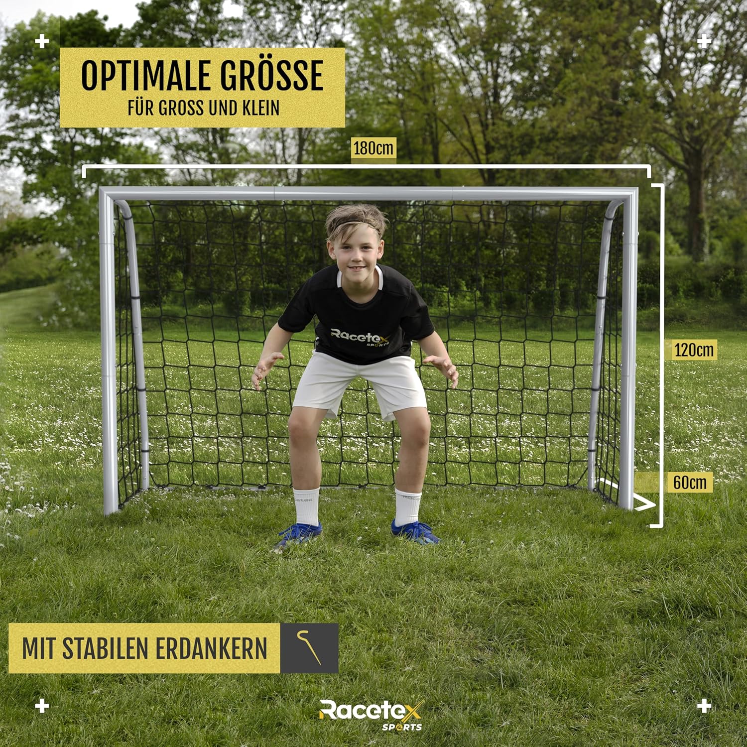 Football Goals for Garden Children [Weatherproof] - Football Goal Children and Adults with Sturdy Metal Frame and Ground Anchors - Comfortable to Assemble Football Goal