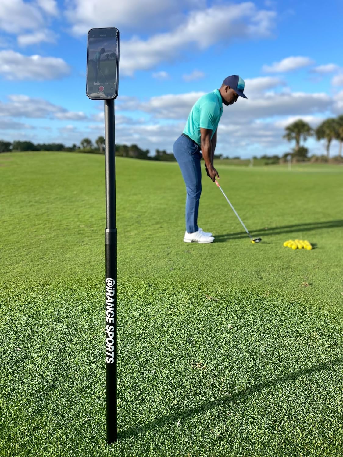 iRangeSports Range Pro Combo w/The Puck- Plus Monopod Ground Spike Golf -Magnetic, Lightweight, Portable Phone & Tablet Stand - Golf, Vlogs, Sports, Home, Digital Creators
