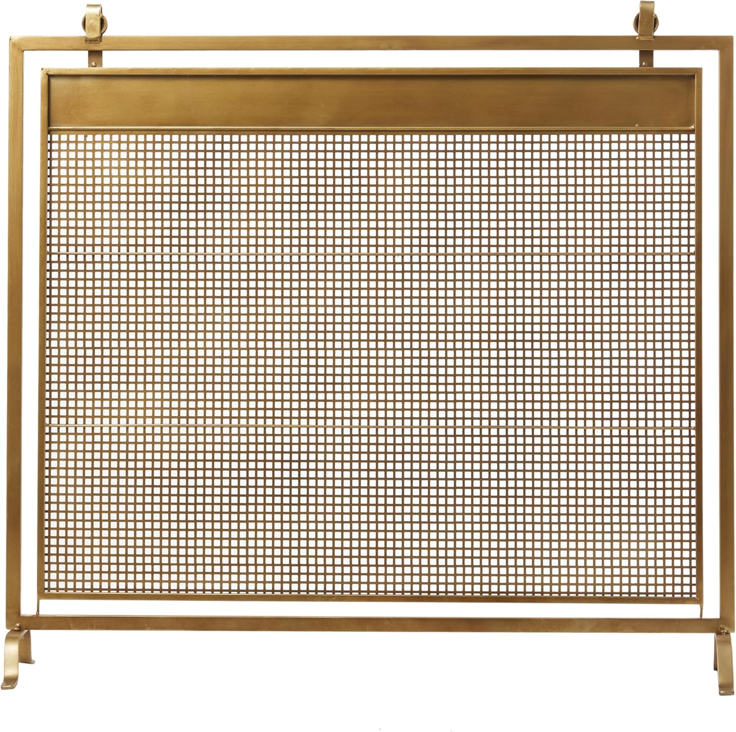 Deco 79 Metal Suspended Grid Style Netting Single Panel Fireplace Screen with Bolted Detailing, 38" x 9" x 36", Copper