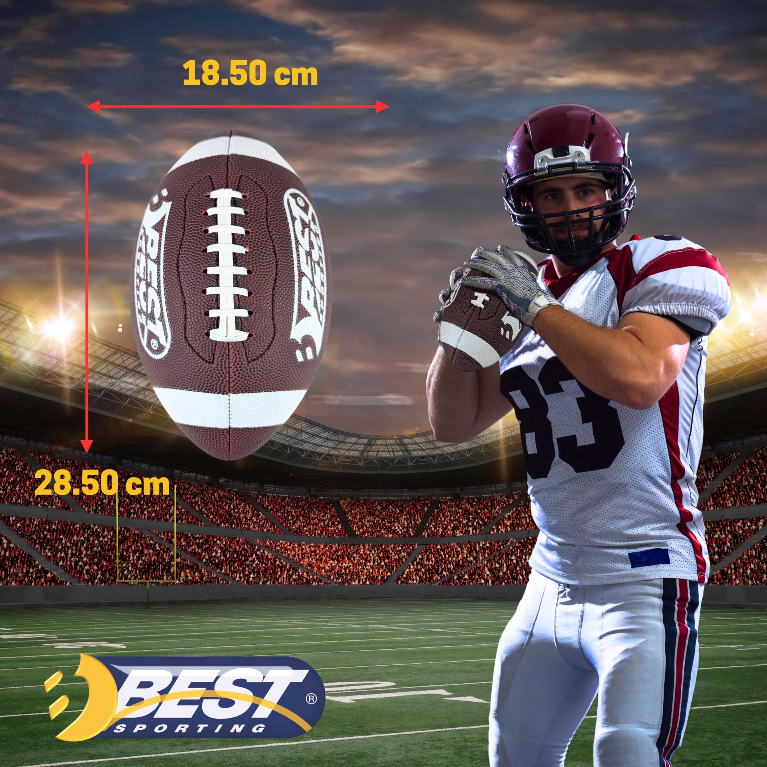 Best Sporting Ballon de football américain Taille 9 – Ballon robuste pour adultes et adolescents à partir de 14 ans