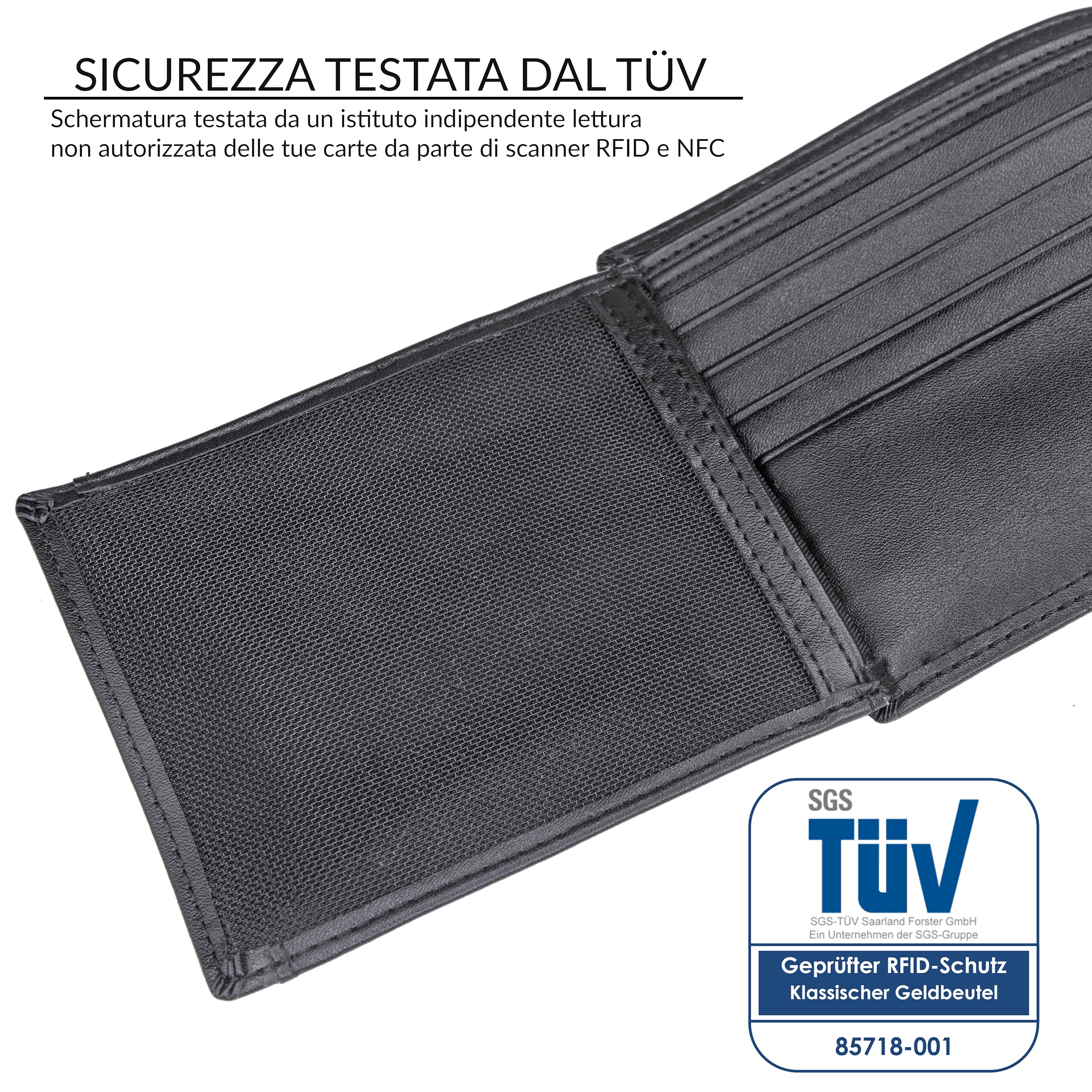 TRAVANDO Portafoglio Uomo Grande OSLO con protezione RFID Porta Carte di Credito nero con Portamonete Borsellino Portafogli in formato Verticale Porta Banconote Wallet Porta monete Regalo