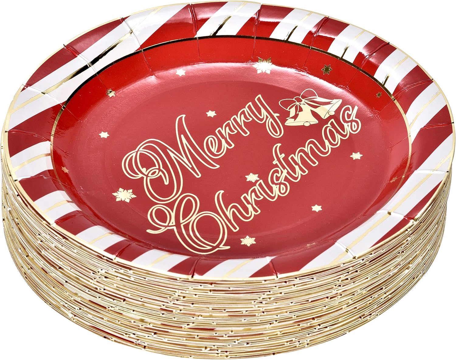 Black Friday - 40% OFF Elegant Christmas Paper Plates and Napkins for 50 Guests in Gold Foil and Red includes 50 9 Dinner Plates 50 7 Dessert Plates and 100 Luncheon Napkins for Holiday Party Disposable Dinnerware Set