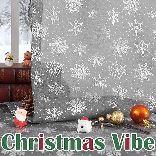 Miniatura 4 de jinchan Cortinas de Navidad transparentes de copo de nieve plateadas de 84 pulgadas de largo para dormitorio, cortinas de nieve con bolsillo para