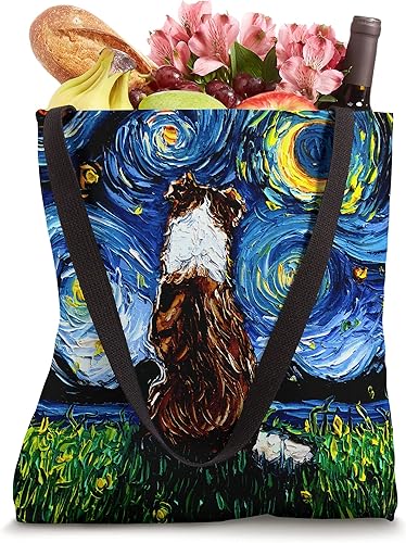 Vista 4 de Aja Bolsa de mano con diseño de perro estrellado en la parte trasera de Collie en color rojo y blanco 16 pulgadas Blanco