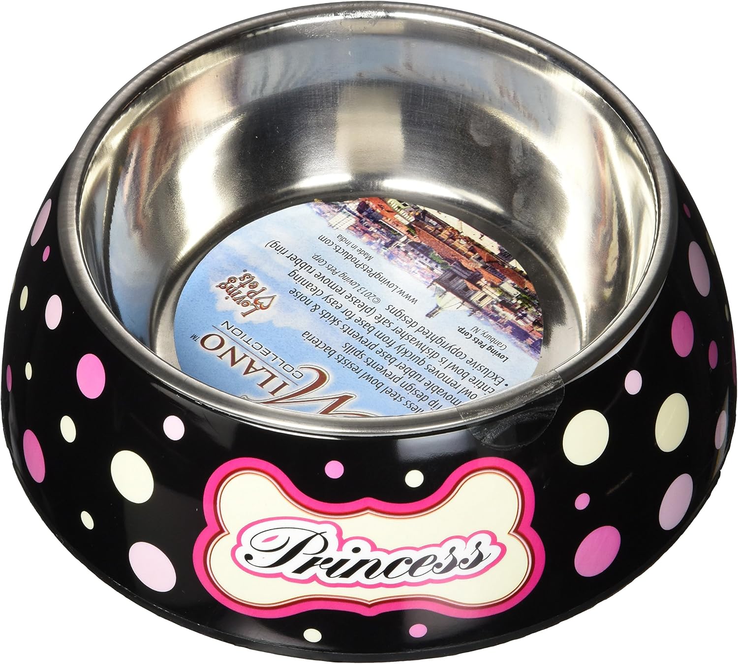 Loving Pets Princess Polka Dot Milano Bowl for Dogs, Medium