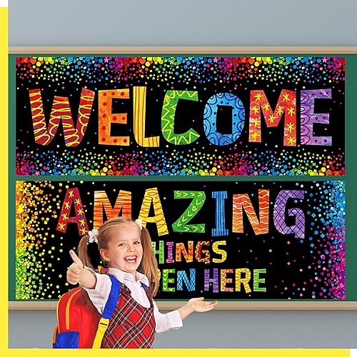 Miniatura 5 de Póster de pancarta para aula, 2 piezas de decoración colorida de confeti para tablero de anuncios, carteles motivacionales para escuela y aula,