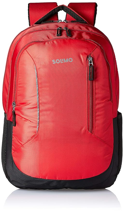 Amazon Brand - Solimo Polyester Laptop Backpack for 15.6-inch Laptops, 27L (Red)