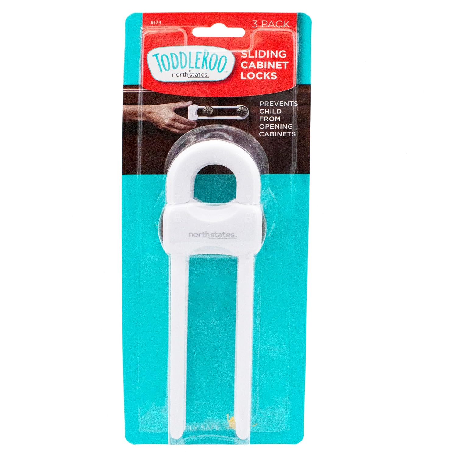 Toddleroo by North States - Sliding Cabinet Locks for Baby Proofing: Child Proof Cabinet Locks - 3 Pack - White
