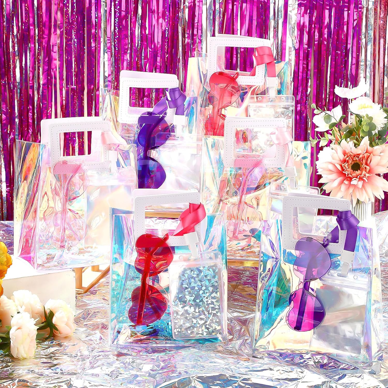 Geiserailie 48 Pcs Kpop Party Favors Friendship Gifts 6 Set Include Bracelet Disco Keychain Sunglasses Butterfly Clip and VIP Passes Holder for Kpop Fans Party Supplies Birthday Decorations - Image 4