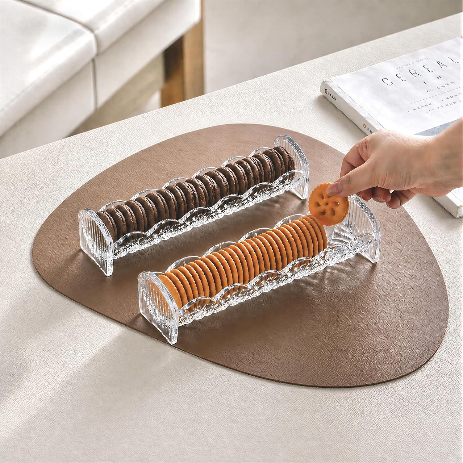 kanpura Clear Cracker Tray for Serving, Snack Dish, Crystal Serving Tray for Crackers, Appetizers, Snacks & Entertaining, Rectangular Crystal Platter for Home Party & Holiday