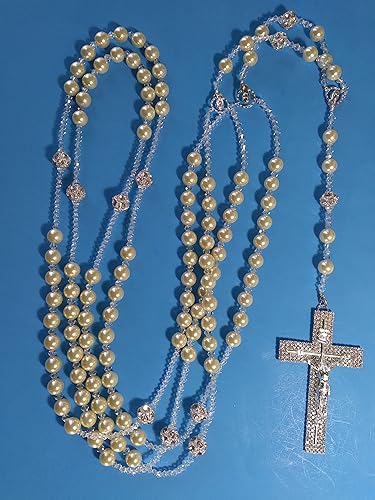 Miniatura 6 de Lazo de boda para Boda de Perla Marfil con rhigneston en el Centro y Cristal Color Plata Perla Swarovski Color Marfil Lazo.