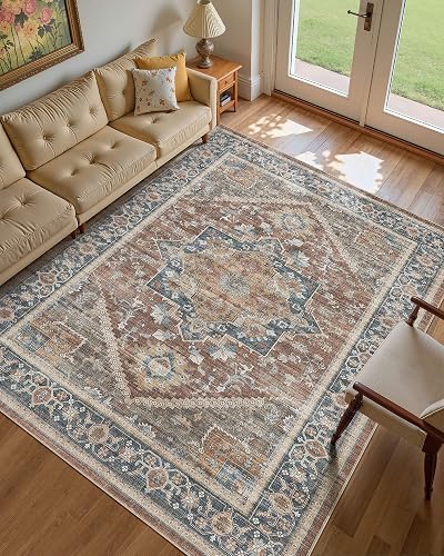 Micgeek Washable 8x10 Vintage Area Rug in Antique Red