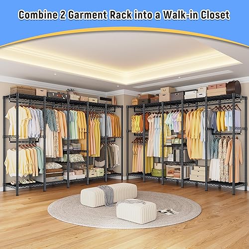 Miniatura 6 de Raybee Perchero de ropa resistente de 88.2 pulgadas de ancho, para colgar ropa, extra ancho, portátil, cargas de armario, 1200 libras, estante