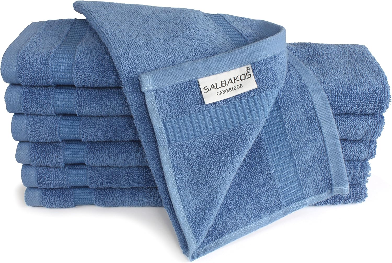 SALBAKOS Luxury Hotel & Spa Turkish Cotton 12-Piece Washcloth Set for Bath - Shower | Toallas De Baño, 13 x 13 Inch, Blue