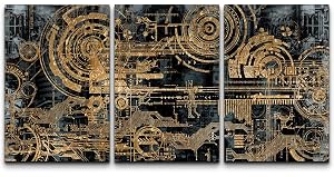 wall26 Canvas Print Wall Art Set Electronic PC Motherboard Circuit Collage Abstract Technology Digital Art Modern Art Alternative