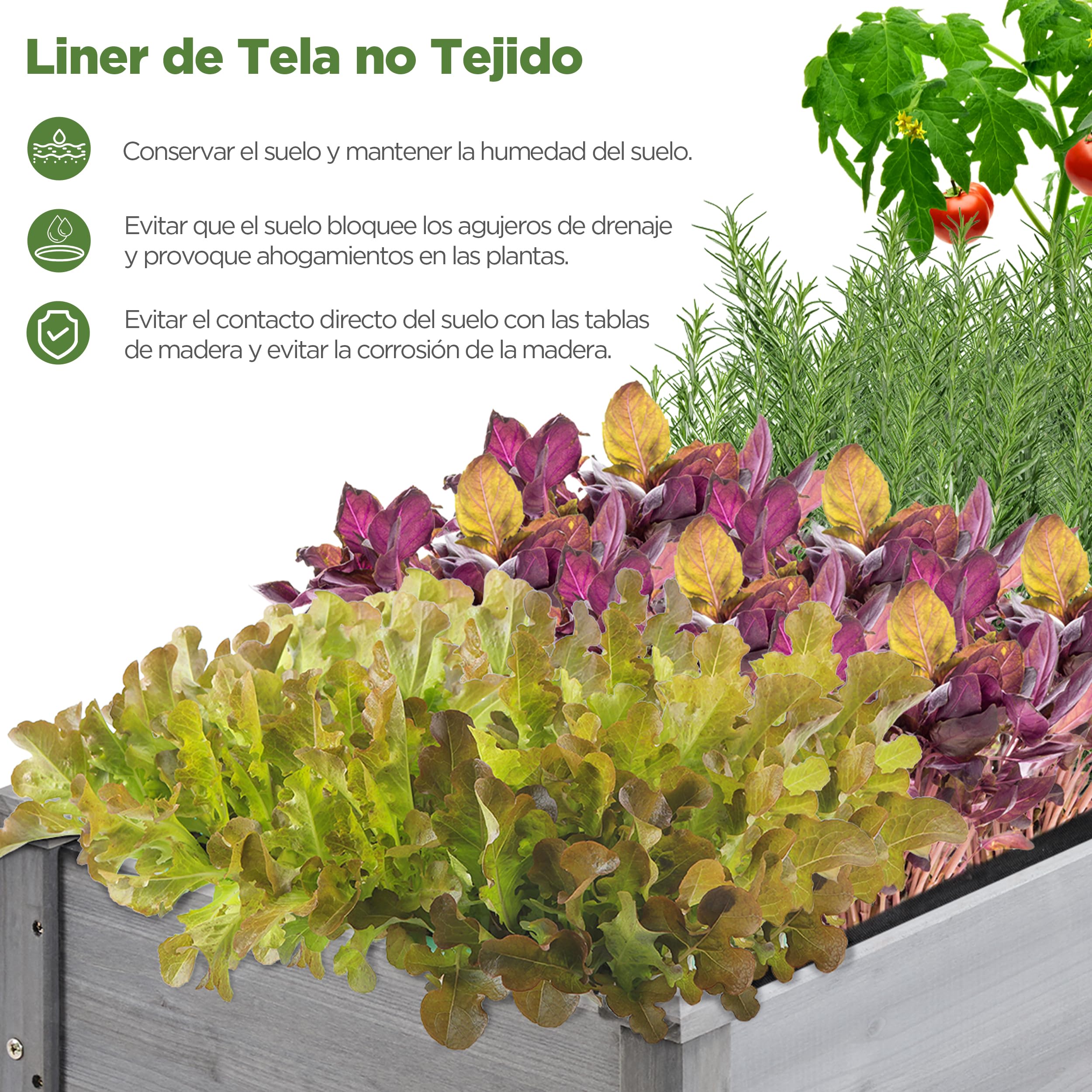 Yaheetech Jardinera Elevado de Madera Huerto Urbano Terraza Mesa de Cultivo para Cultivo Flores Verduras Hierbas 120.5x59x76.5 cm Gris