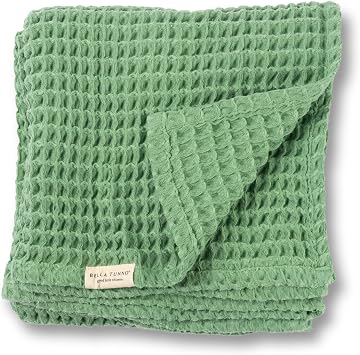 Bella Tunno Waffle Baby Blanket, 100% Cotton, Soft, Breathable & Lightweight, 40" x 40" Swaddle Blanket for Newborns, Infants, Boys & Girls, Cozy Throw for Crib, Stroller, Travel & Nursery Sea Foam