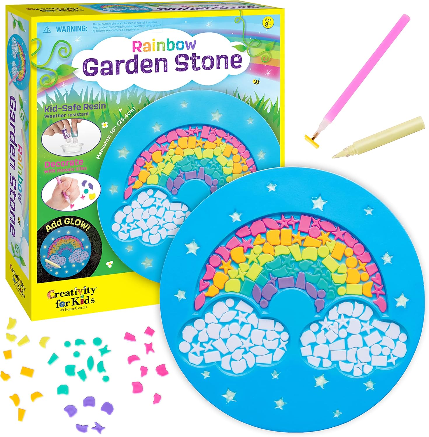 Creativity for Kids Rainbow Garden Stone - Mosaic Stepping Stone Kit, Craft Kits for Kids (Ages 8+)