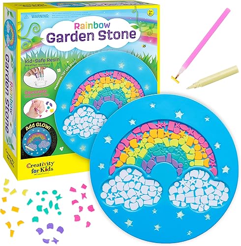 Creativity for Kids Rainbow Garden Stone - Kit de piedra de mosaico para escalones, kits de manualidades para niños (a partir de 8 años)